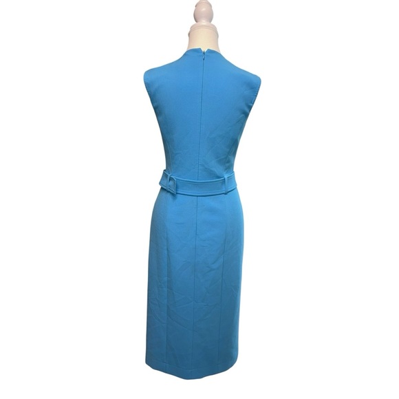Hugo Boss Women’s “Dadorina” Bright Blue V-Neck Belted Sleeveless Pencil Dress - Picture 8 of 10